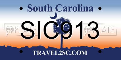 SIC913 South Carolina License Plate