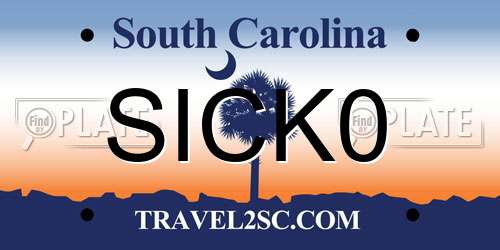 SICK0 South Carolina License Plate