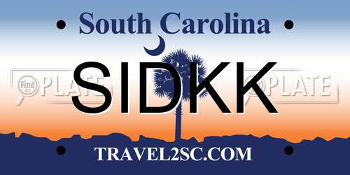 SIDKK South Carolina License Plate