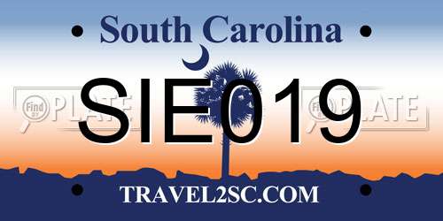 SIE019 South Carolina License Plate