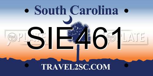 SIE461 South Carolina License Plate