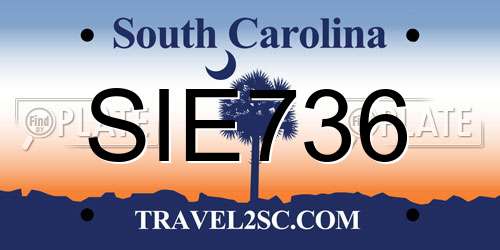SIE736 South Carolina License Plate