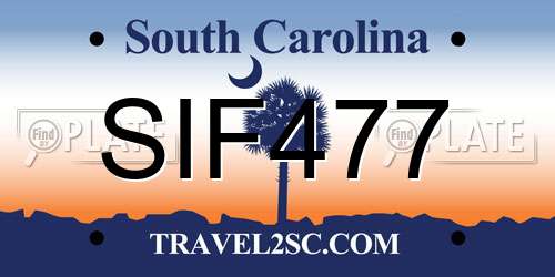 SIF477 South Carolina License Plate