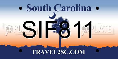 SIF811 South Carolina License Plate