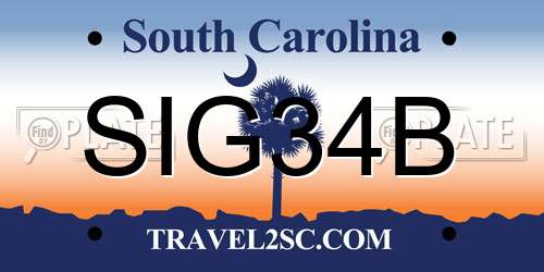 SIG34B South Carolina License Plate