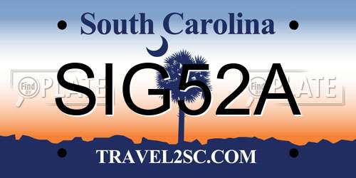 SIG52A South Carolina License Plate