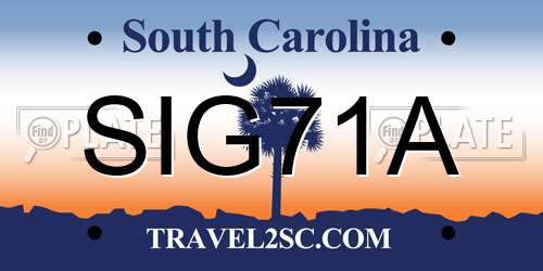 SIG71A South Carolina License Plate