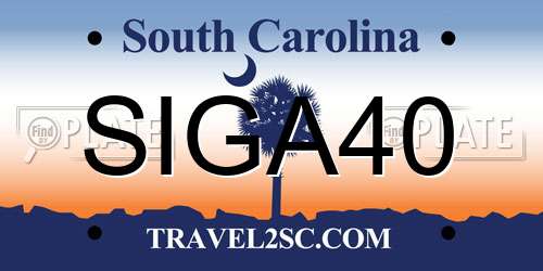 SIGA40 South Carolina License Plate