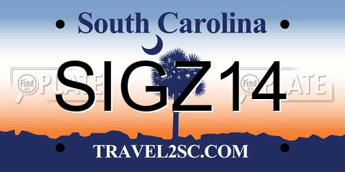 SIGZ14 South Carolina License Plate