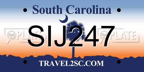 SIJ247 South Carolina License Plate