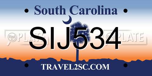 SIJ534 South Carolina License Plate