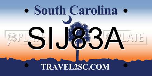 SIJ83A South Carolina License Plate