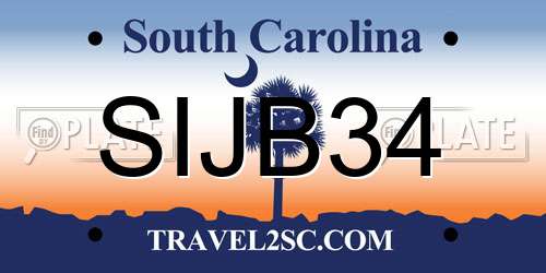 SIJB34 South Carolina License Plate