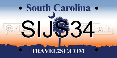 SIJS34 South Carolina License Plate
