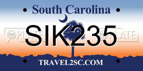 SIK235 South Carolina License Plate