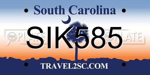 SIK585 South Carolina License Plate