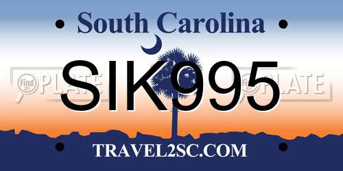 SIK995 South Carolina License Plate