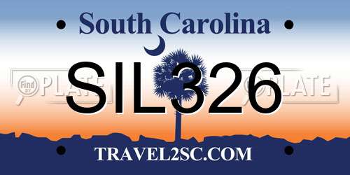 SIL326 South Carolina License Plate