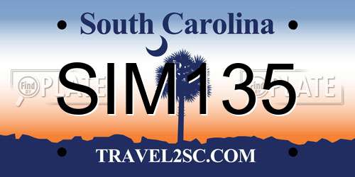 SIM135 South Carolina License Plate