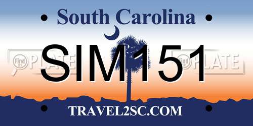 SIM151 South Carolina License Plate