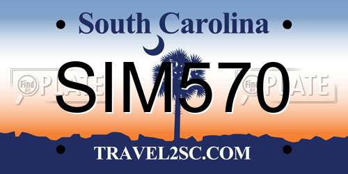 SIM570 South Carolina License Plate