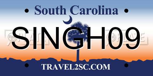 SINGH09 South Carolina License Plate