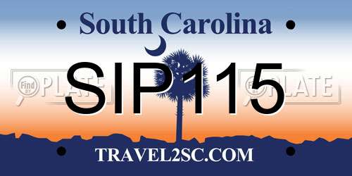 SIP115 South Carolina License Plate