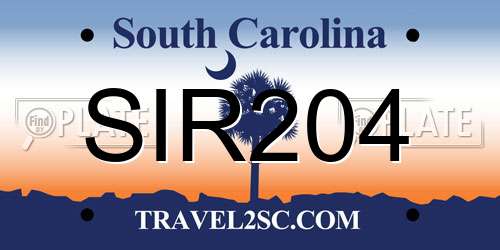 SIR204 South Carolina License Plate