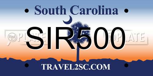 SIR500 South Carolina License Plate