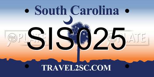 SIS025 South Carolina License Plate
