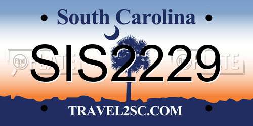 SIS2229 South Carolina License Plate