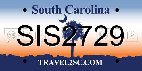 SIS2729 South Carolina License Plate
