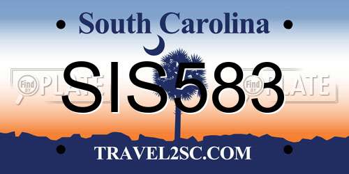 SIS583 South Carolina License Plate