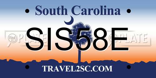 SIS58E South Carolina License Plate