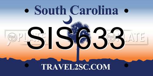 SIS633 South Carolina License Plate