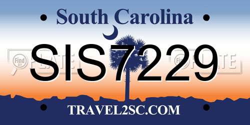 SIS7229 South Carolina License Plate