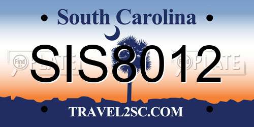 SIS8012 South Carolina License Plate