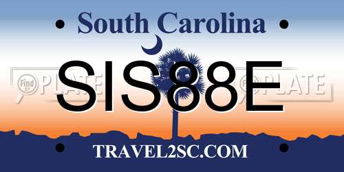SIS88E South Carolina License Plate