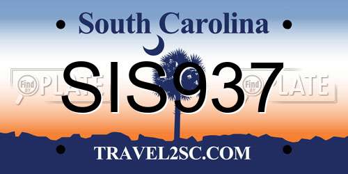 SIS937 South Carolina License Plate
