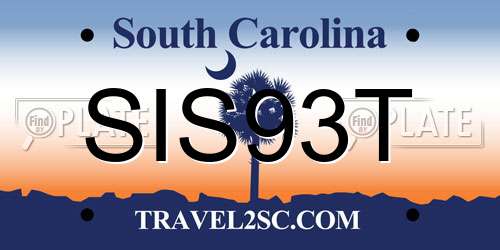 SIS93T South Carolina License Plate