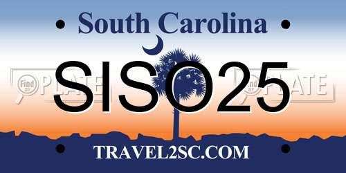 SISO25 South Carolina License Plate