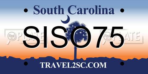 SISO75 South Carolina License Plate