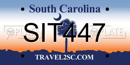SIT447 South Carolina License Plate