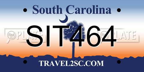 SIT464 South Carolina License Plate