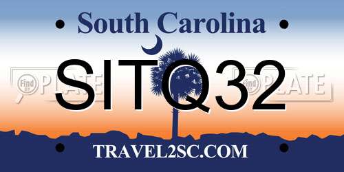 SITQ32 South Carolina License Plate