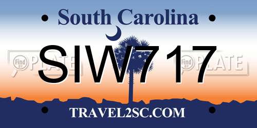 SIW717 South Carolina License Plate