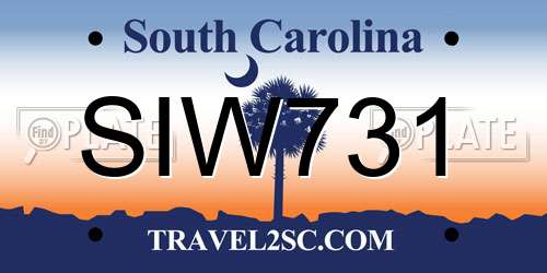 SIW731 South Carolina License Plate
