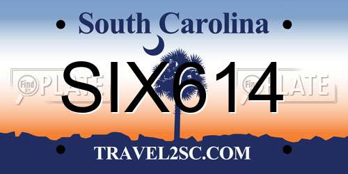 SIX614 South Carolina License Plate