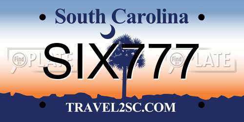 SIX777 South Carolina License Plate