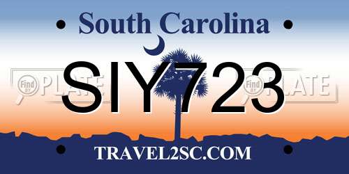 SIY723 South Carolina License Plate